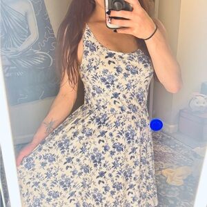 Floral Blue and White Dress